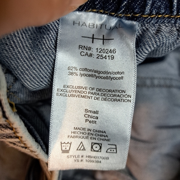 Habitual Pull On Denim Wide Leg Cargo Jeans Drawstring Waist & Pants Hem - Picture 7 of 8